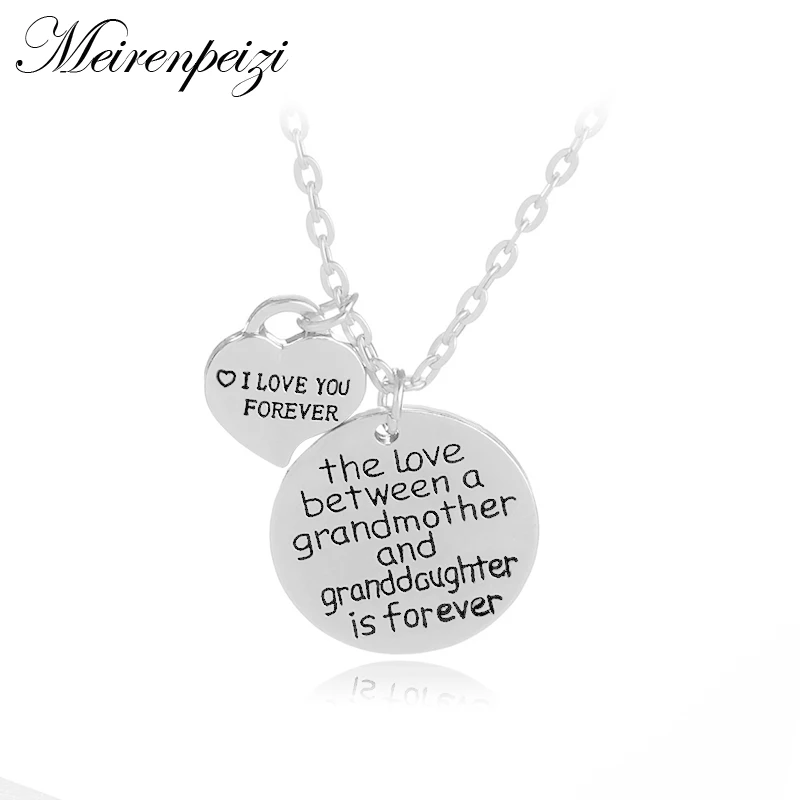 

Love between a Grandmother and Granddaughter is Forever I Love You Forever Heart Charm Necklace Family Jewelry Christmas Gift