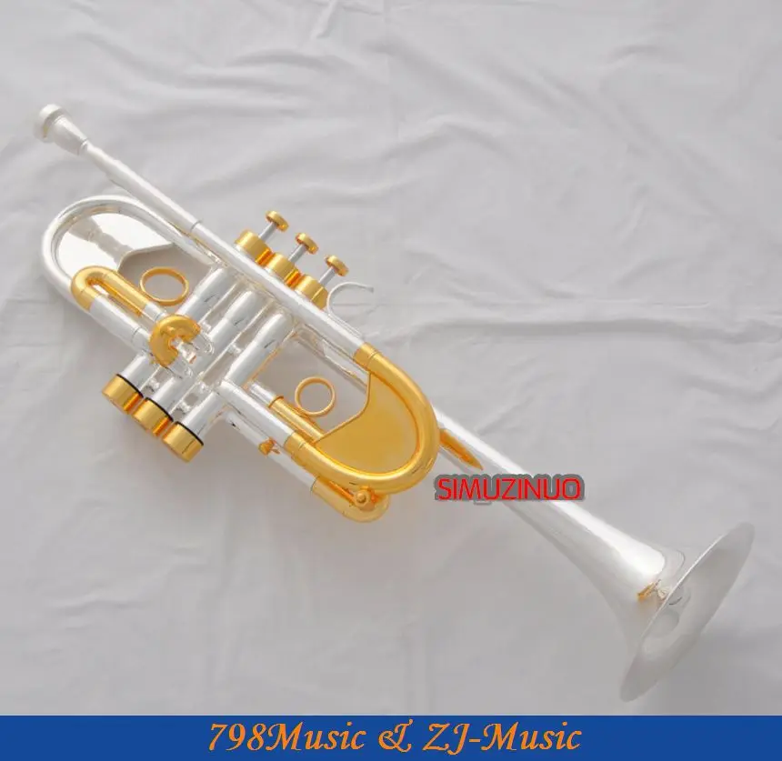 Professional Heavy C Key Trumpet Silver Gold Plated Horn Custom series