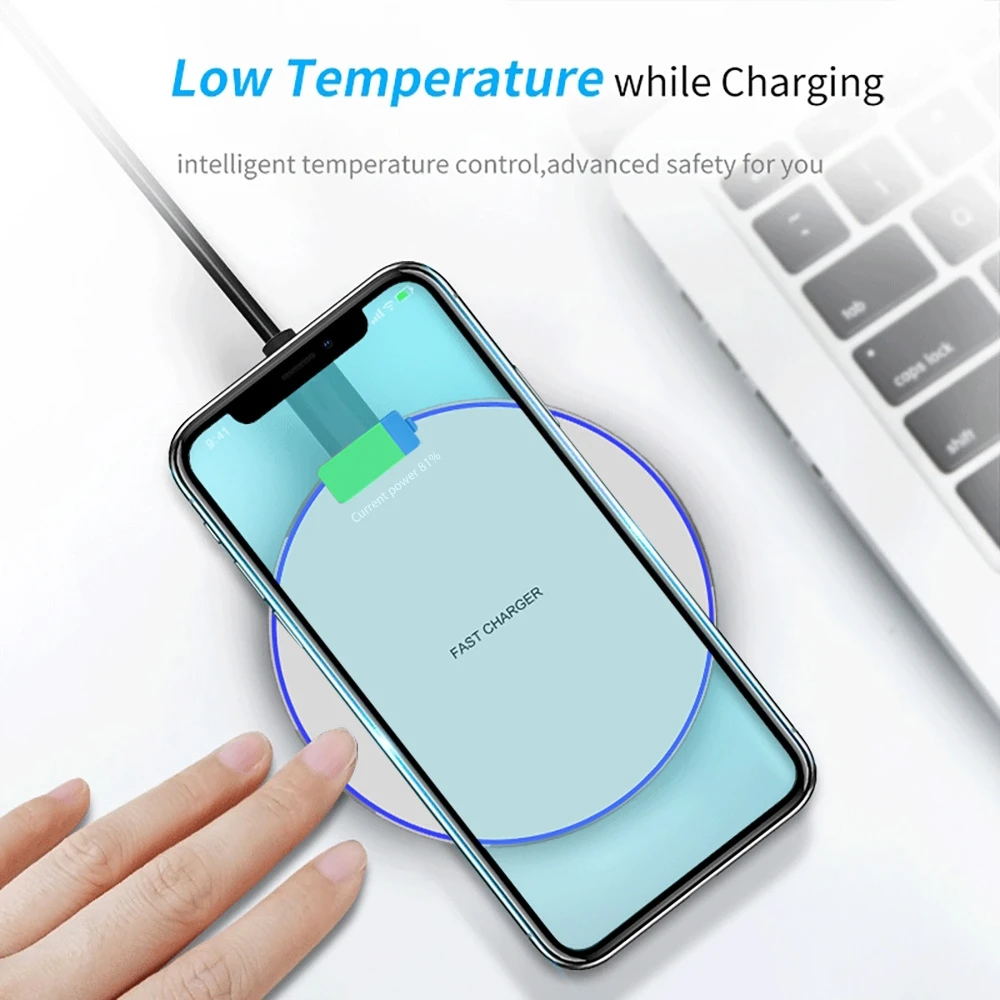 FDGAO 10W Fast Wireless Charger For Samsung Galaxy S9/S9+ S8 S7 Note 9 S7 Edge USB Qi Charging Pad for iPhone XS Max XR X 8 Plus