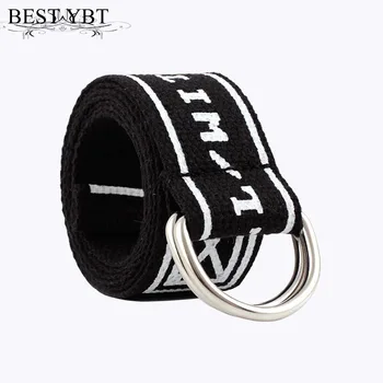 

Best YBT Unisex Belt Nylon Canvas Alloy Double Ring Buckle Belt Male Female Students Leisure Fashion With Letter Unisex Belt