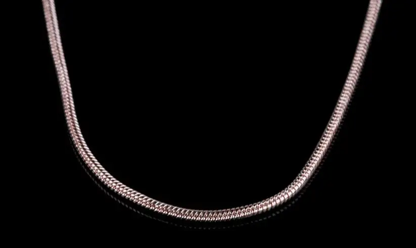Anenjery, 925 пробы, серебряная цепочка в виде змеи, розовое золото, ожерелье, подходит для подвесок, талисманы для женщин, colar S-N12(диаметр 1 мм