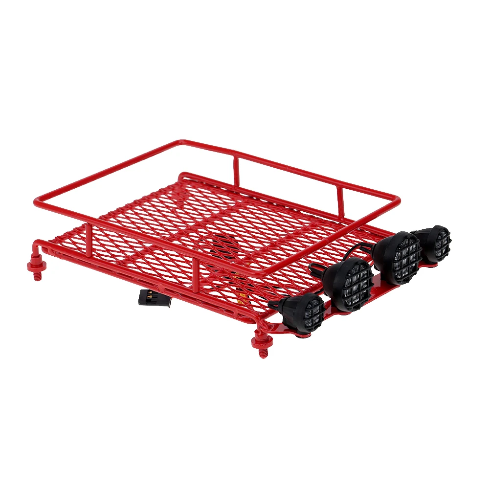 Metal Roof Luggage Rack with LED Light Bar for 110 18 RC Car Rock Crawler Rally 4WD CC01 CR01 D90 AXIAL SCX10 RC Cars Parts (1)