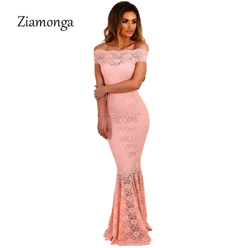 

Ziamonga 2017 Summer Dress Sexy Elegant Party Mermaid Bodycon Dresses Elegant Women Floral Lace Dress Long Maxi Evening Gown