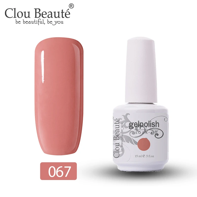 067 Clou Beaute Гель-лак для ногтей 15 мл, грунтовка для ногтей, гель-основа и верхнее покрытие, УФ светодиодный Полупостоянный лак, Гель-лак, замочить от белого - Цвет: 067
