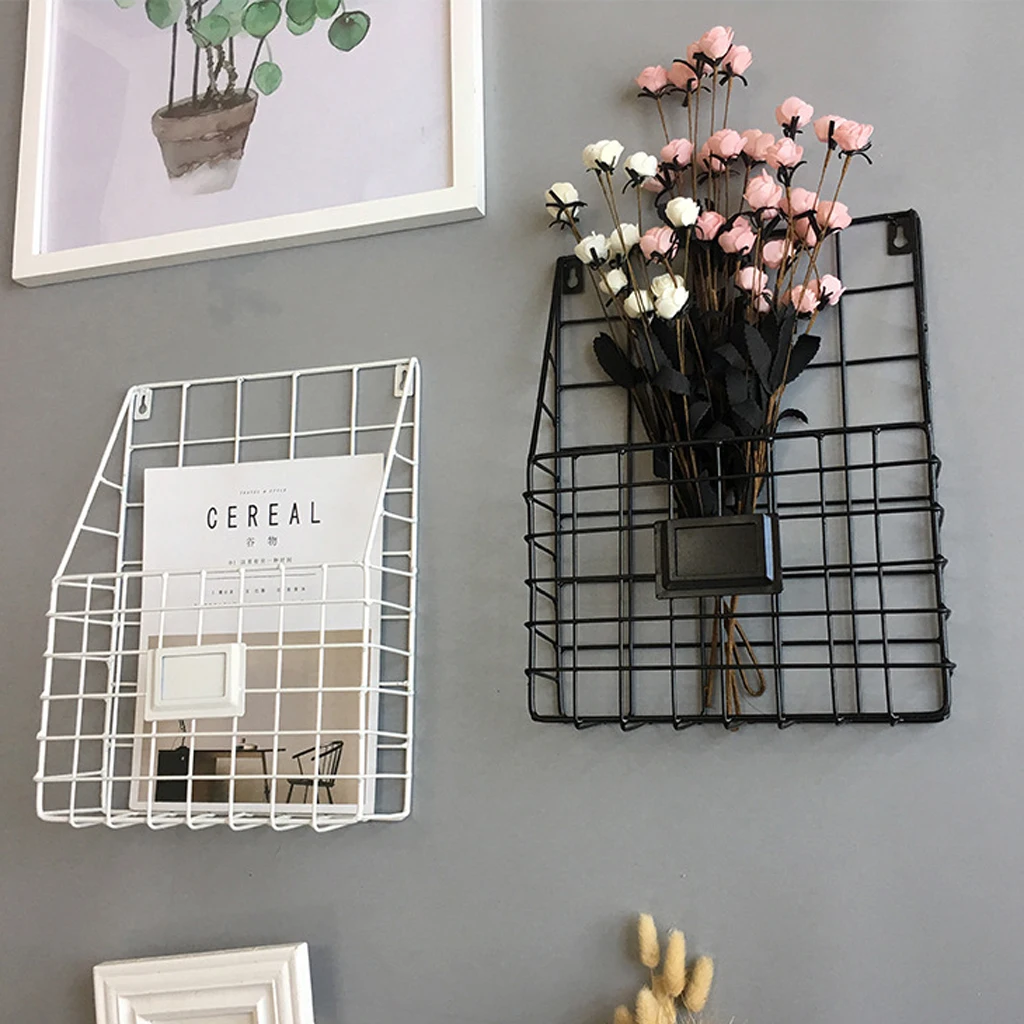 Nordic Style Grid Tall Storage Basket Metal Wire Hanging Basket for Bathroom Storage/ Over The Cabinet, Kitchen Storage