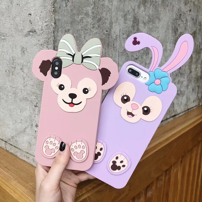 Милый мультяшный силиконовый чехол для iPhone 11 Pro Max XS XR 8 7 Plus чехол Duffy Bear чехол для телефона для iPhone 6 6s Чехол-кролик