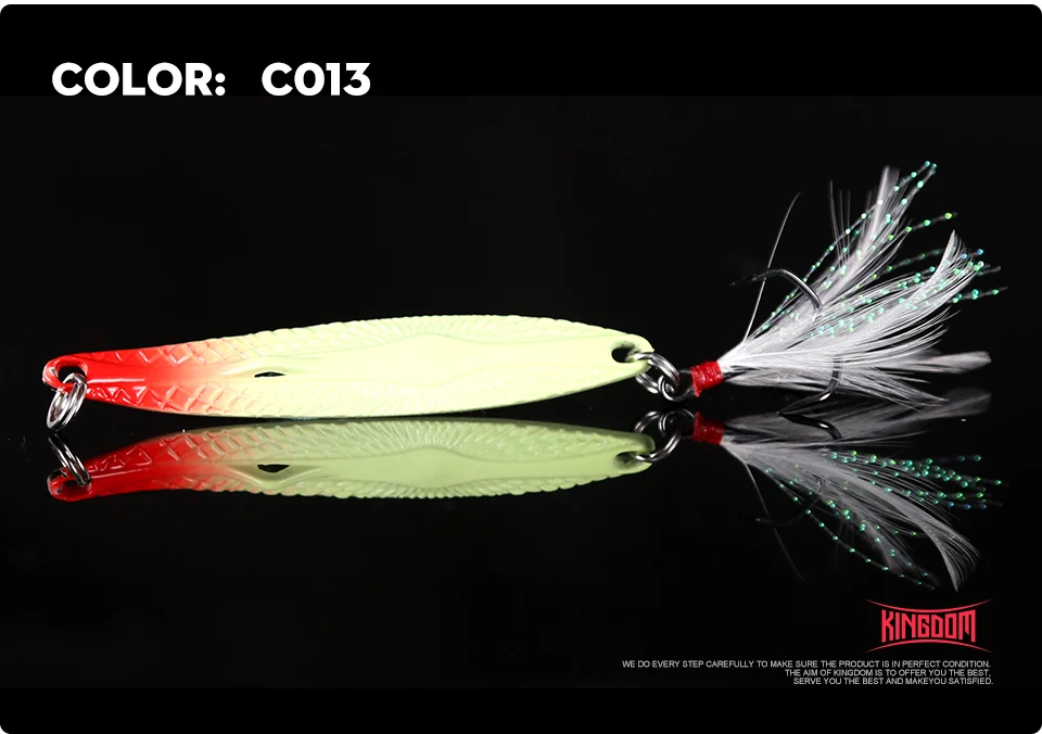 Kingdom Metal Jig spoon Artificial Bait Full Aqueous Layer Metal Material With Feather Hook Fish Sea Bass Fishing Lure Model 3406 (14)