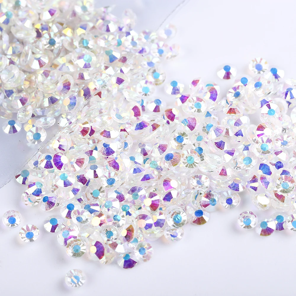 

SS3-SS8 Nude Crystal AB Rhinestones Back Flat Round Nail Art Decorations And Stones Non Hotfix Rhinestones Crystals for Glass