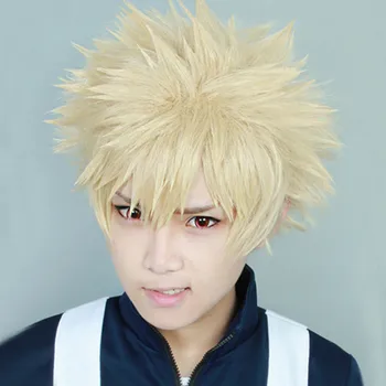 

My Boku no Hero Academia Bakugou Katsuki Bakugo Short Linen Blonde Heat Resistant Cosplay Costume Wig