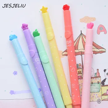 

Cute 6pcs Candy Colors Stationer multi shapes Highlighters Marker Pens Writing