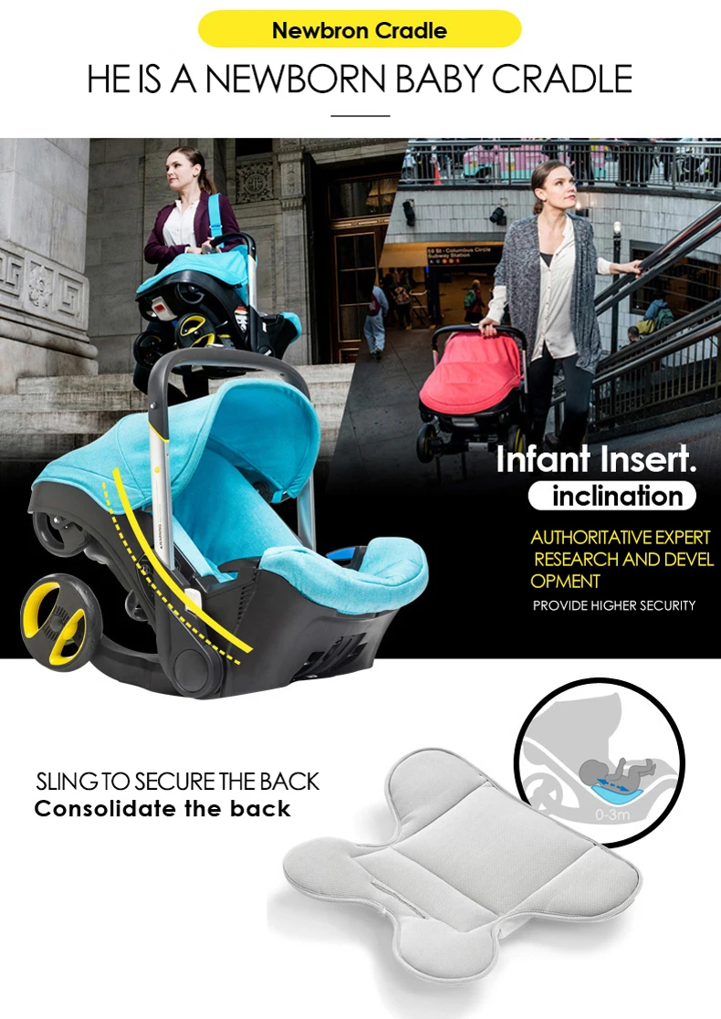 Автомобильная детская коляска для новорожденного Детская кроватка ваген портативная дорожная система коляска с автомобильным сиденьем