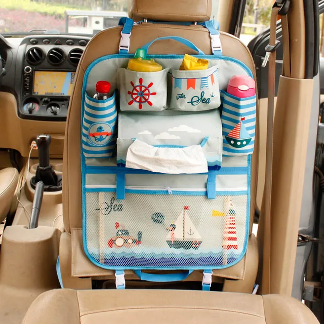 1Pcs Nette Cartoon Auto Rücksitz Organizer für Kinder Kinder Baby  Multi-funktion Auto Sitz Zurück Lagerung Hängen tasche Tasche Faltbare