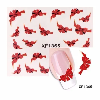 WUF 1 Sheet Water Transfer Nail Art Sticker Chic BOW Designs Watermark Decals DIY Decoration For Beauty Nail Tools 1365