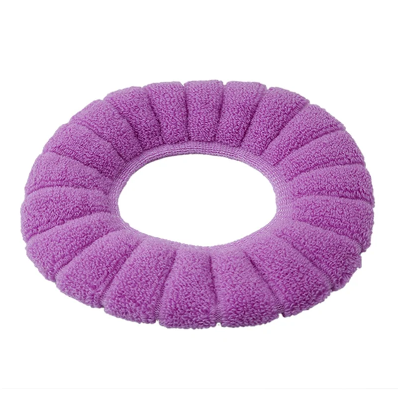 Практичное домашнее О-образное плюшевое зимнее теплое удобное мягкое сиденье для унитаза - Цвет: purple