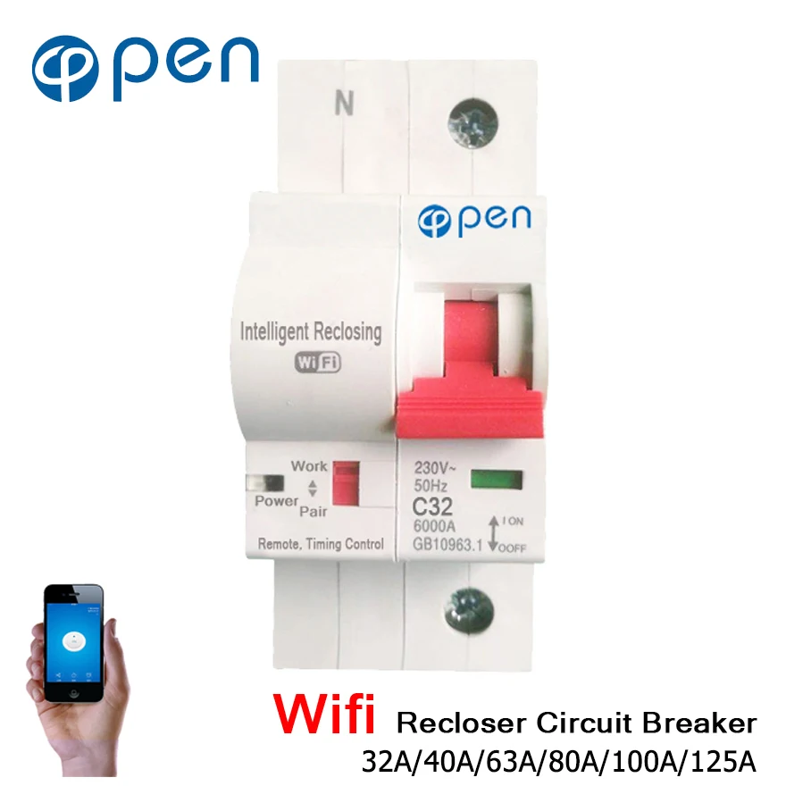 

Recloser Wifi Circuit Breaker 1P 16A 32A 40A 125A Remote Control Timing Switch Delay Set Function Automatic Lock Intelligent