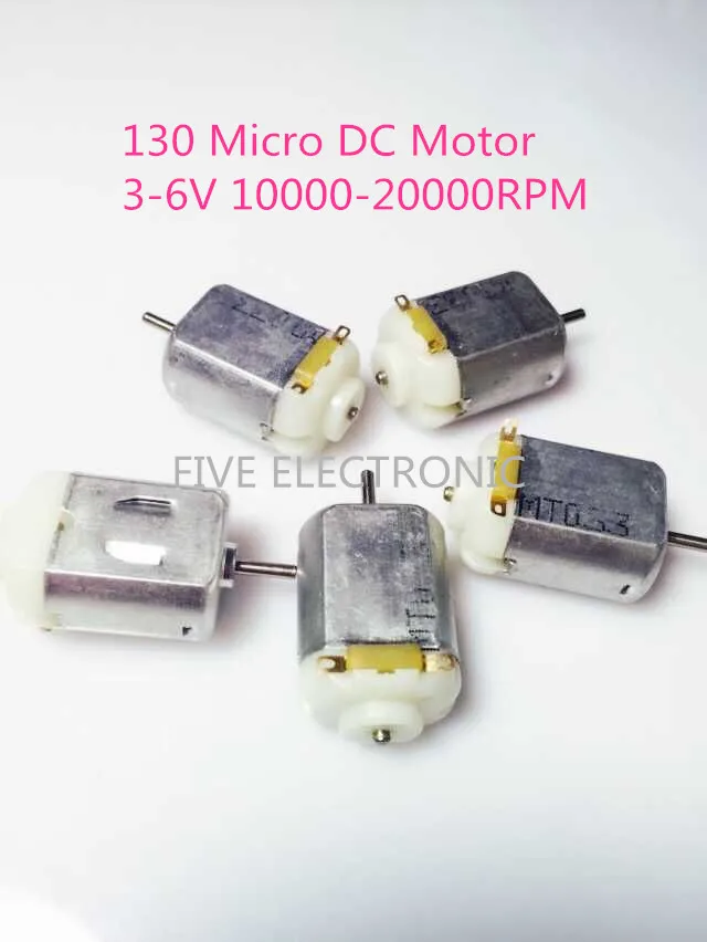 

Free Shipping! 130 Micro DC Motor, 3-6V 10000-20000RPM use for model airplane car model mini fan electric toy car