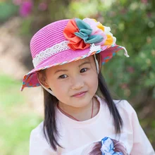 Модная детская шляпа для защиты от солнца летняя цветная Цветочная соломенная шляпа Кепка окружность 51-52 см