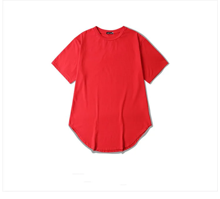 New Curved Hem Hip Hop T-shirt Men Urban Kpop Extended T shirt Plain Longline Mens Tee Shirts Male Clothes Justin Bieber Kanye