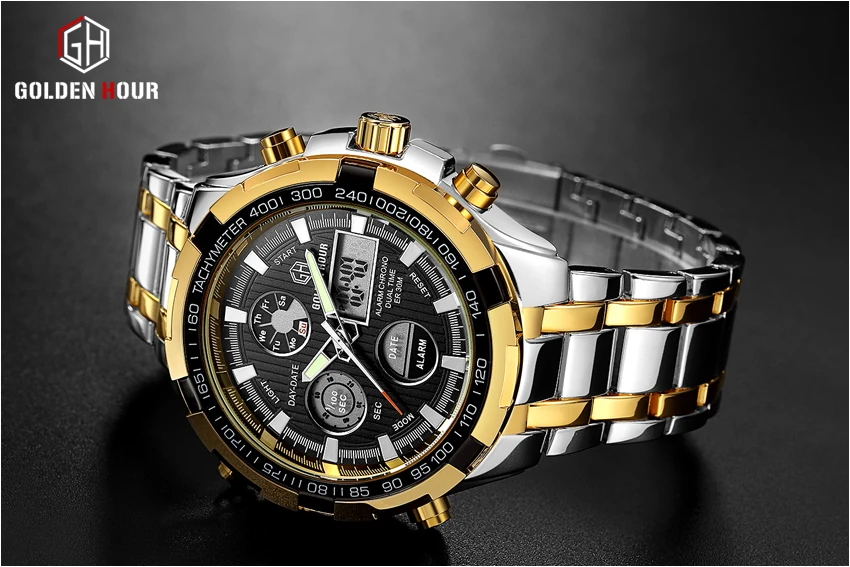 Reloj Hombre GOLDENHOUR Роскошные мужские часы erkek kol saati, Кварцевые спортивные цифровые модные автоматические мужские часы, мужские часы