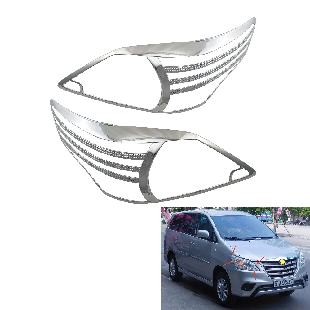 Chrome Headlight Cover Trim For Toyota INNOVA 2012 Head Lamps Shell