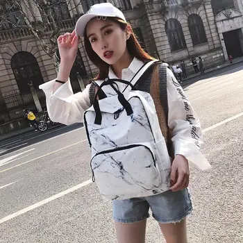 

Women Marbling Large Capacity Canvas Rucksack Tote Shoulder Bag Backpack