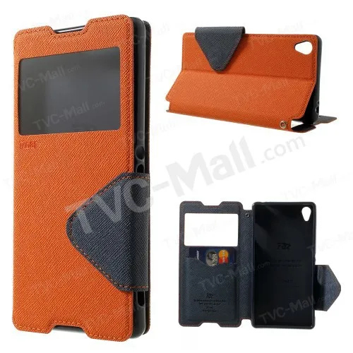 Рев Корея Дневник Окно Просмотра Кожа Флип Стойка Крышки Case Для Sony Xperia Z3 L55T D6603 D6643