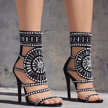 

Vogue Rhinestone Gladiator Women Sandals High Heels Sexy High Heel Women Pumps Summer Party Shoes Women SWC0022