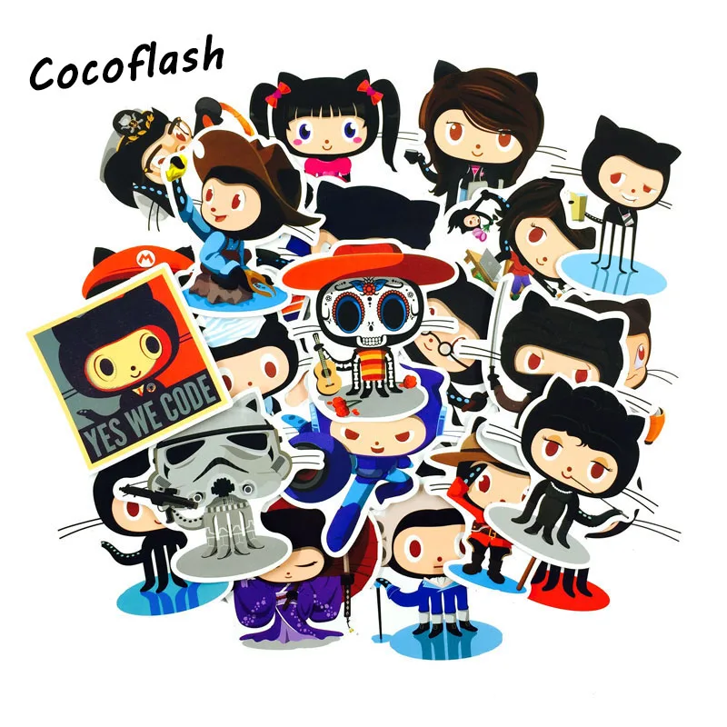 NEW 25pcs/lot Github Stickers Waterproof Skateboard Decal Travel Decal For Suitcase Car Laptop Motos Anime Kids Sticker
