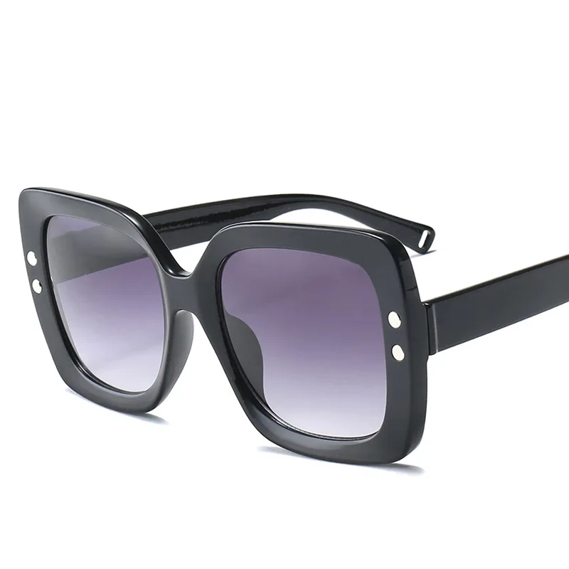 Oulylan, негабаритных солнцезащитных очков, Женские винтажные брендовые дизайнерские прозрачные градиентные солнцезащитные очки, Ретро стиль, большая оправа, очки UV400 - Цвет линз: Черный