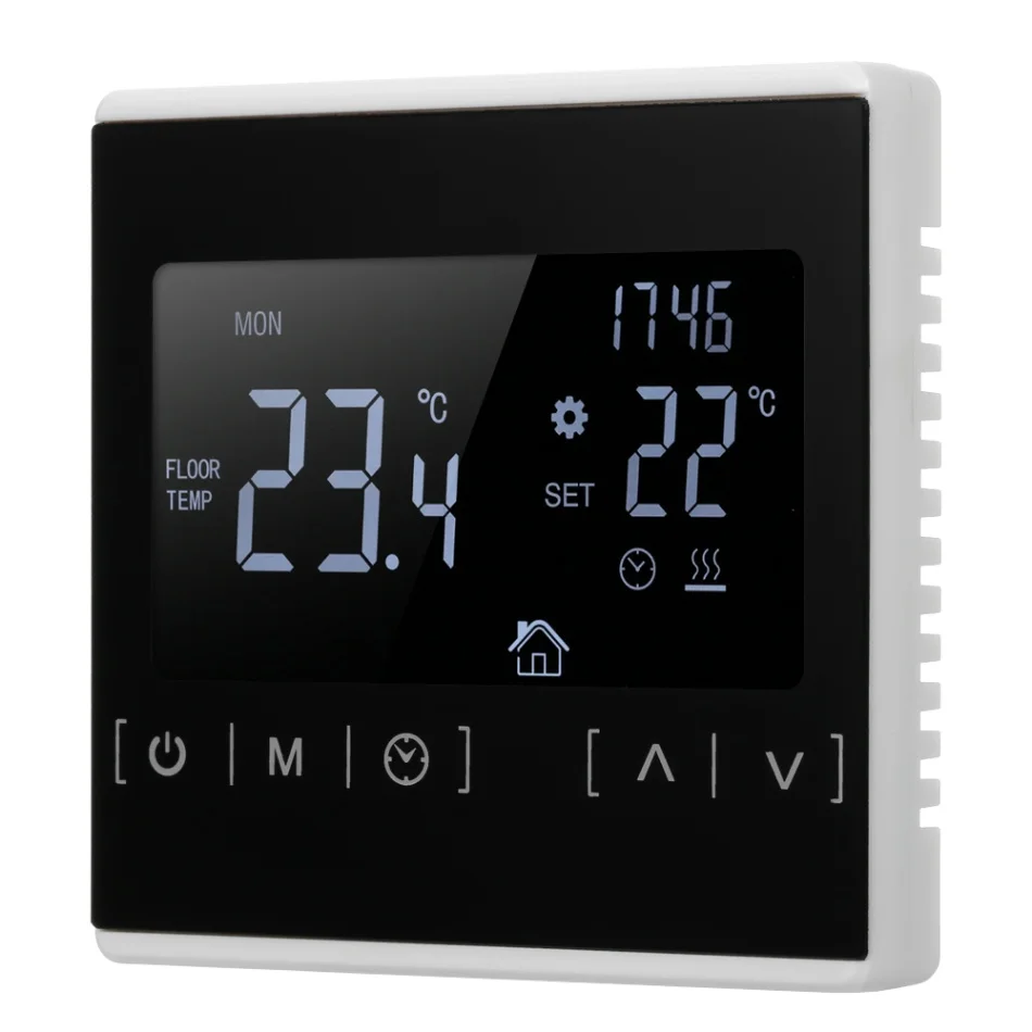 Термостат с сенсорным ЖК-экраном, электрическая система подогрева пола, терморегулятор для нагрева воды, AC85-240V измерительный прибор для измерения температуры - Цвет: Black White