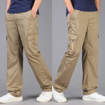 Мужские хлопковые брюки-карго больших размеров, повседневные мужские брюки большого размера 6XL, джинсы с карманами, штаны оверсайз, комбинезоны с эластичным поясом - Цвет: model 10