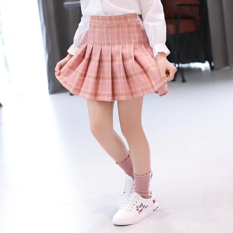 Tag 160 = 11-12 Years Little and Big Girls Blue Girls Plaid Pleated School Uniform Skort Skirt for Kids Toddlers