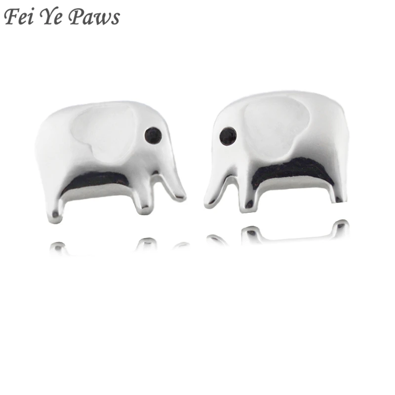 Fei Ye лапы серебро Цвет белого цвета в форме сердца серьги-гвоздики виде слона