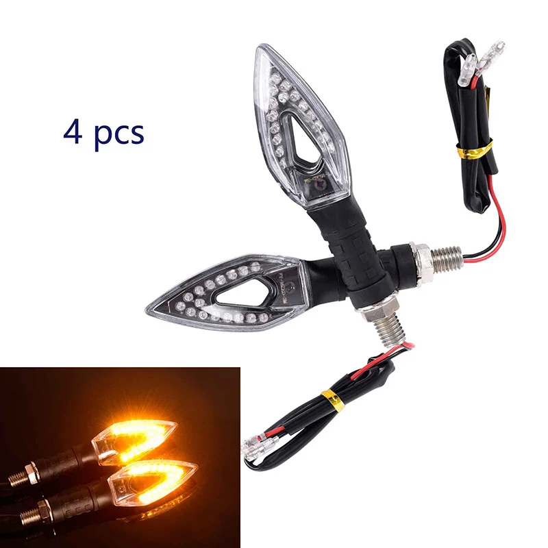 

2 Pair (4pcs) Motorcycle Signal Lamp Waterproof Amber Light Blinker Universal 16 LED Motorcycle Turn Signal Indicators Lights