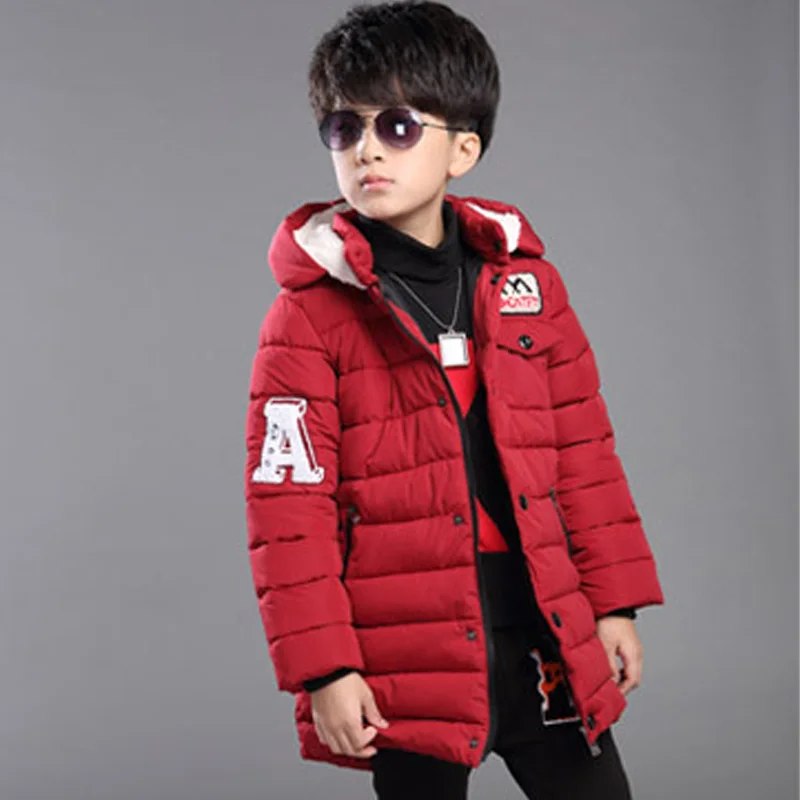

Kids boys winter padded jacket 2017 new baby boys fashion clothing big virgin thick warm hooded coat 7/8/9/10/11/12/13/14 years