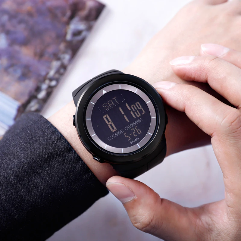 Бренд SKMEI цифровые спортивные часы компас калорий шагомер наручные часы Роскошные водонепроницаемые Секундомер Хронограф электронные часы