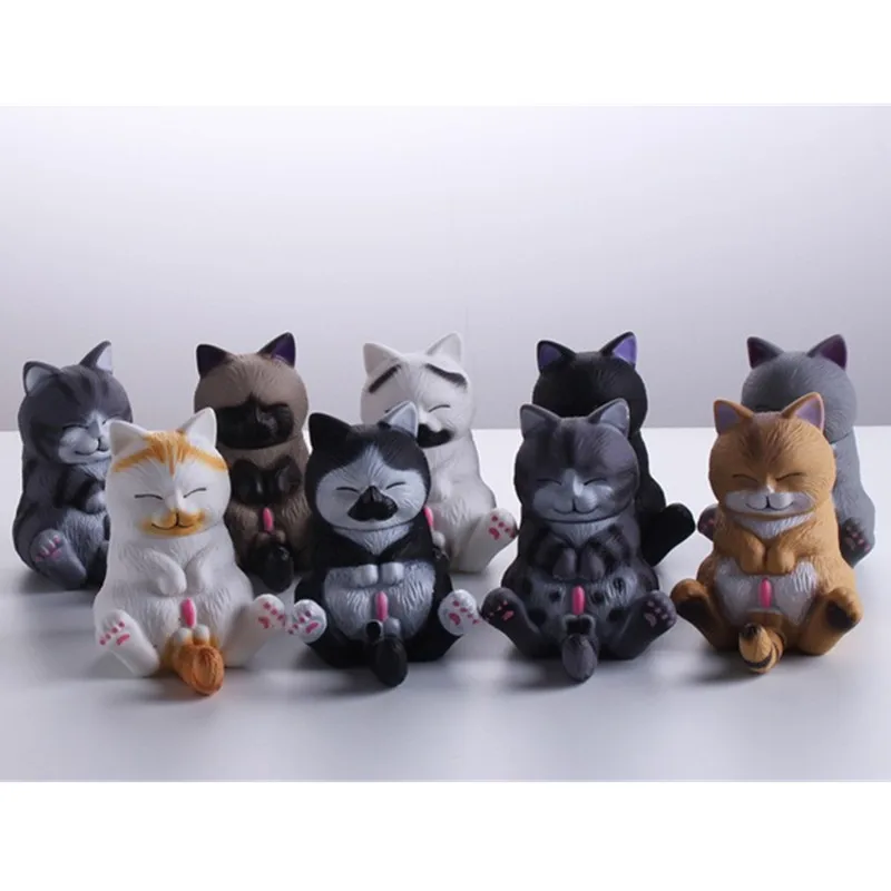 

Box Of Eggs Doll Creative Q Version 9Pcs/set Cat Bell Sitting Posture Lazy Cat Desktop Decoration Action Figure Model G2192