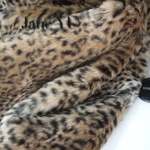 

Janeyu Leopard Plush Fabric Faux Fur Garment Leopard Vest Shawl Coat Fabric 50x150cm