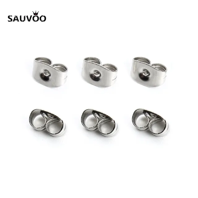50pcs Lot Stainless Steel Earring Back Plug Settings Base 50pcs Lot Stainless Steel Earring Back Plug Settings Base Ear Studs Stopper For Diy Jewelry Findings In