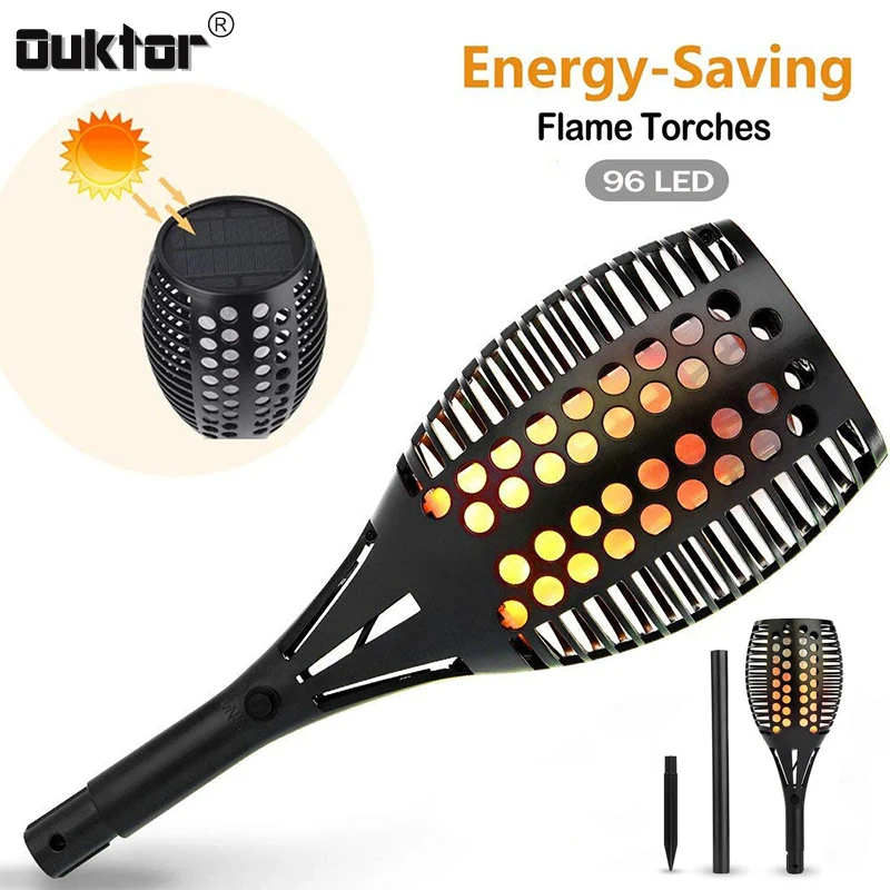 

2018 LED Solar Flickering Flame Lawn Lamps light Led Torch Flame Lighting Waterproof Outdoor Garden Decor Flame Holiday Lamp