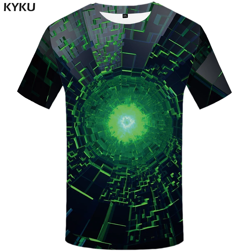 KYKU Psychedelic Футболка мужская хип хоп 3d космическая черная дыра с принтом Vortex Аниме