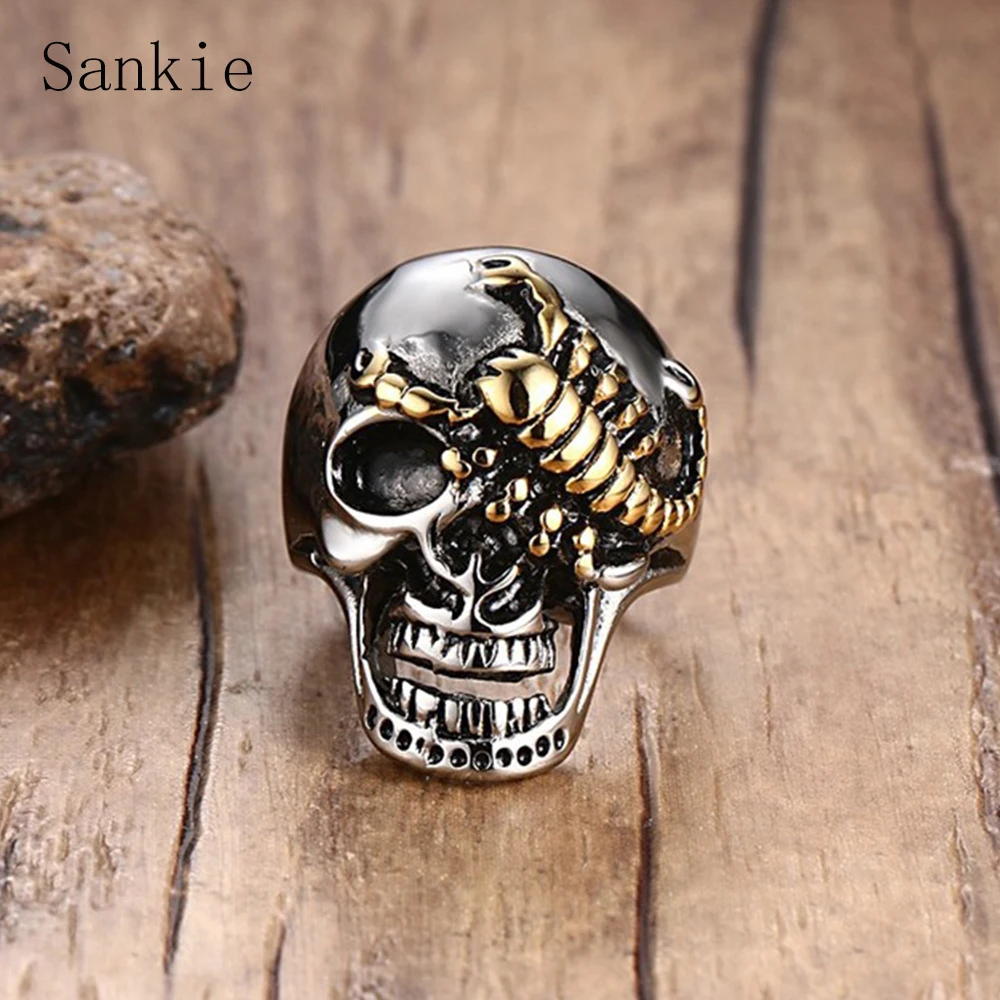 

Sankie Scorpion Skull Bone Rings For Men Stainless Steel Male Retro Undead Punk Rings Wholesale Statement Men's Rings Jewelry