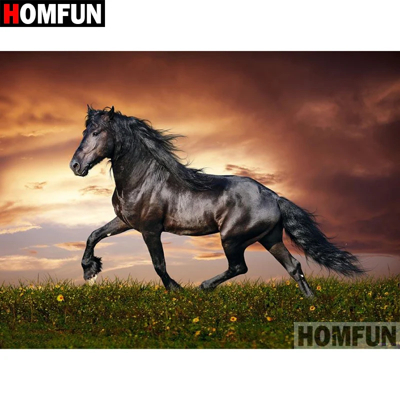 Алмазная живопись HOMFUN Лошадь вышивка крестиком фото на заказ квадратная круглая