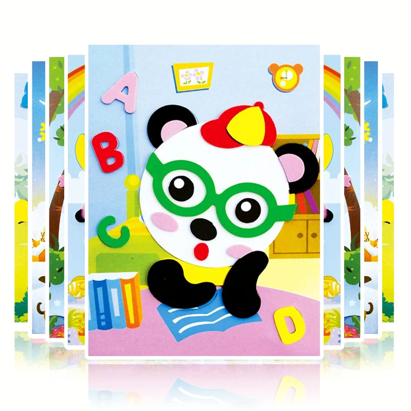 20 комплектов мини развивающие дошкольные DIY 3D EVA Foam Art Craft Painting Sticker Puzzle Kit для