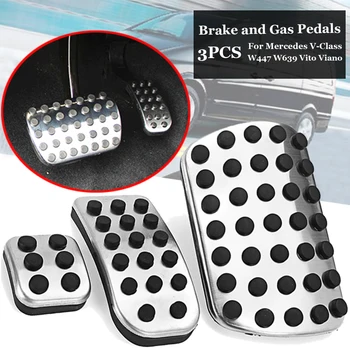 

Viano W447 Brake Pedal Accessory Set Foot Silver+Black 3PCS Vito For Mercedes V-Class Gas Steel Practical Tackle