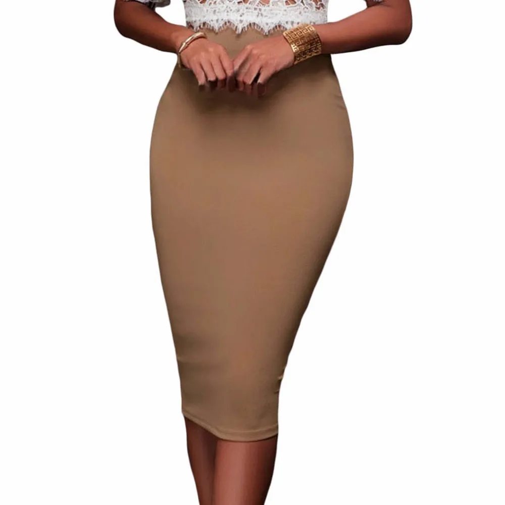 Женская юбка карандаш средней длины с завышенной талией|skirt female|back zipper skirtpencil skirt |