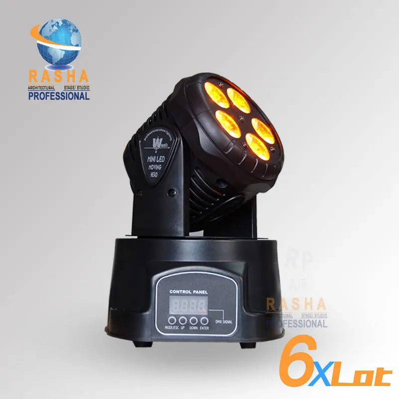 

6X LOT Factory Price-Freeshipping 5*15W RGBAW MINI LED Moving Head Wash Light,Wash Light,LED Moving Head For Event,Disco Party