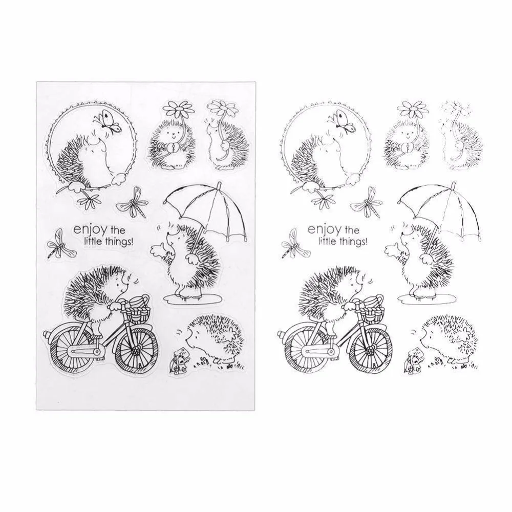 

DIY Silicone Transparent Clear Hedgehog Scrapbook Stamp Seal Embossed Die Paper Card Craft Making Book Animal Decor Fun Play