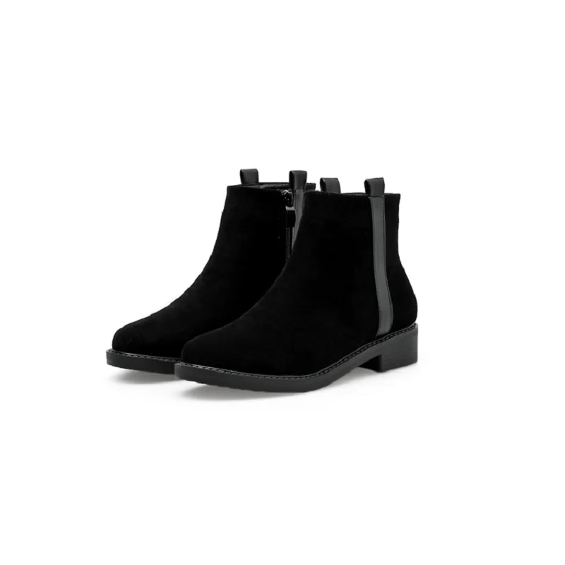 

2018 new autumn and winter European and American suede round head Martin boots women's booties black ljj 0116