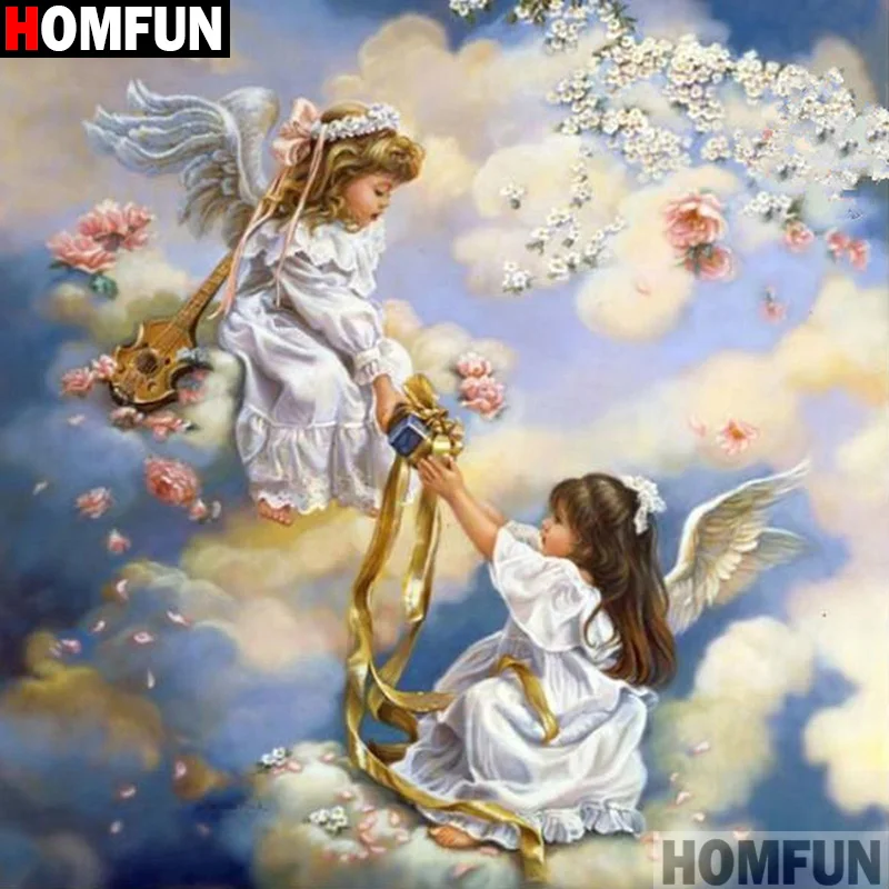 Алмазная живопись HOMFUN A14412 картина Цветок Ангел с полными квадратными/круглыми